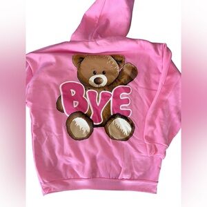 Pink Hoodie with Teddy Bear Patch